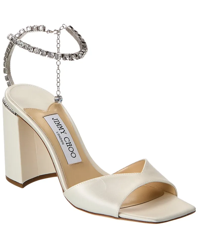 Jimmy Choo Saeda 85 Satin Sandal White