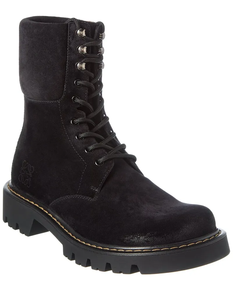 Loewe Sierra Suede Combat Boot Black