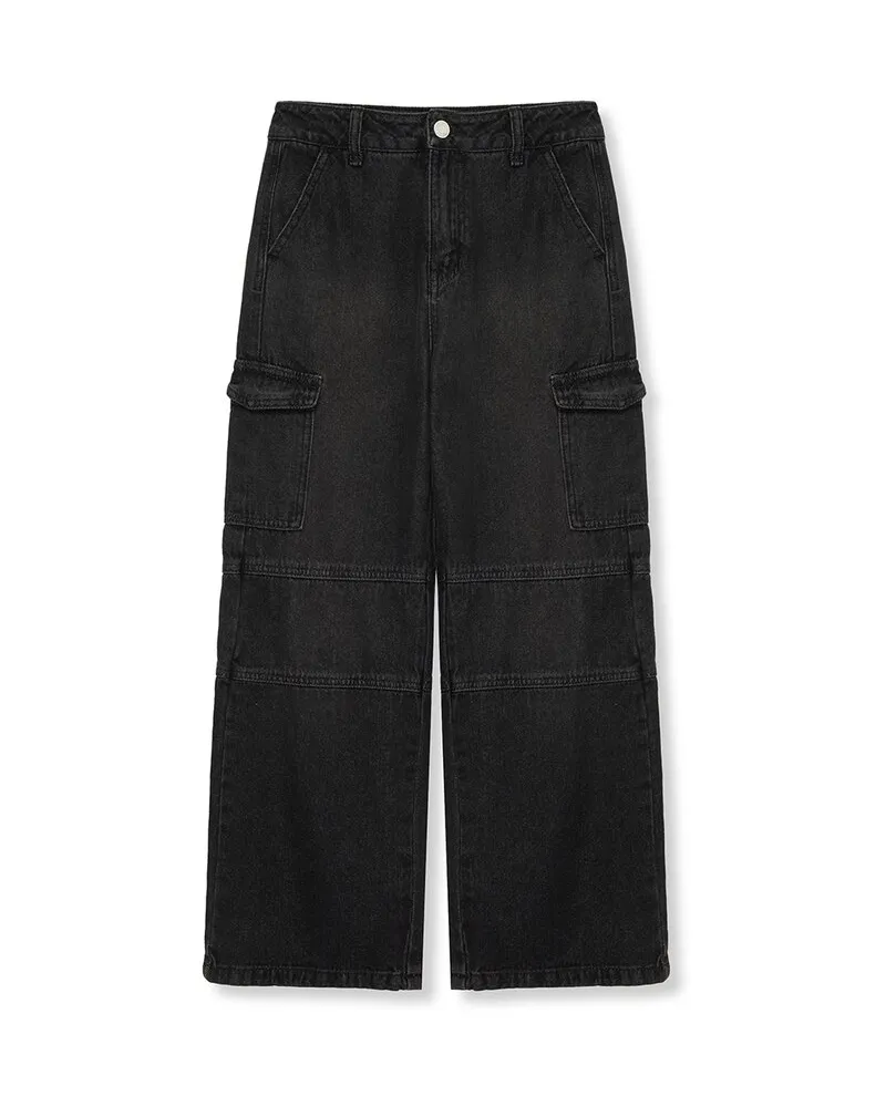 HABITUAL Overdyed Cargo Jean Black