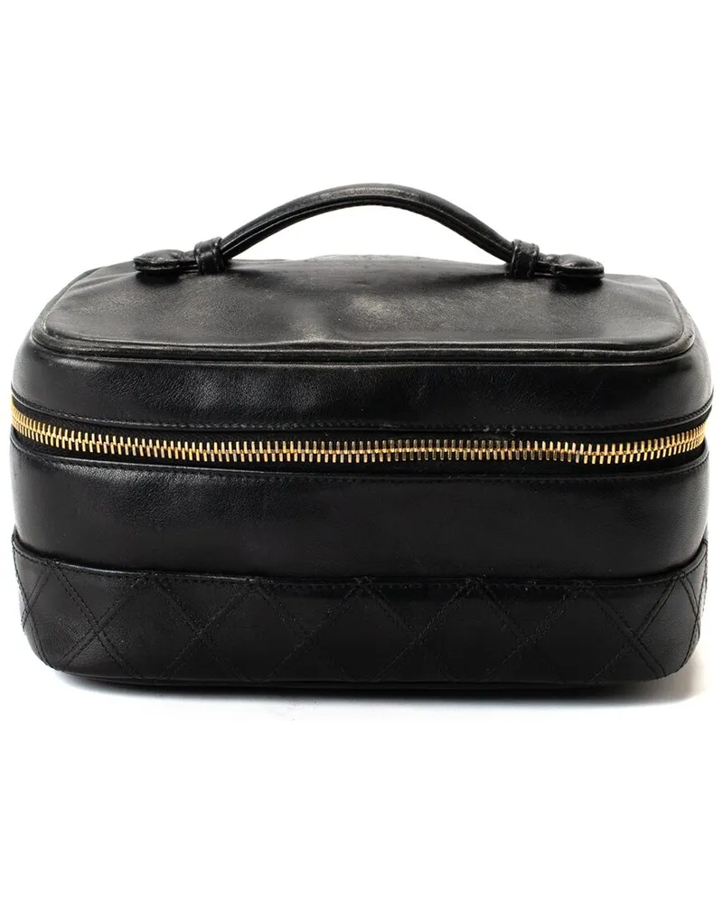 Chanel Black Leather Zip Around Cosmetic Case (Authentic Pre-Loved Nocolor