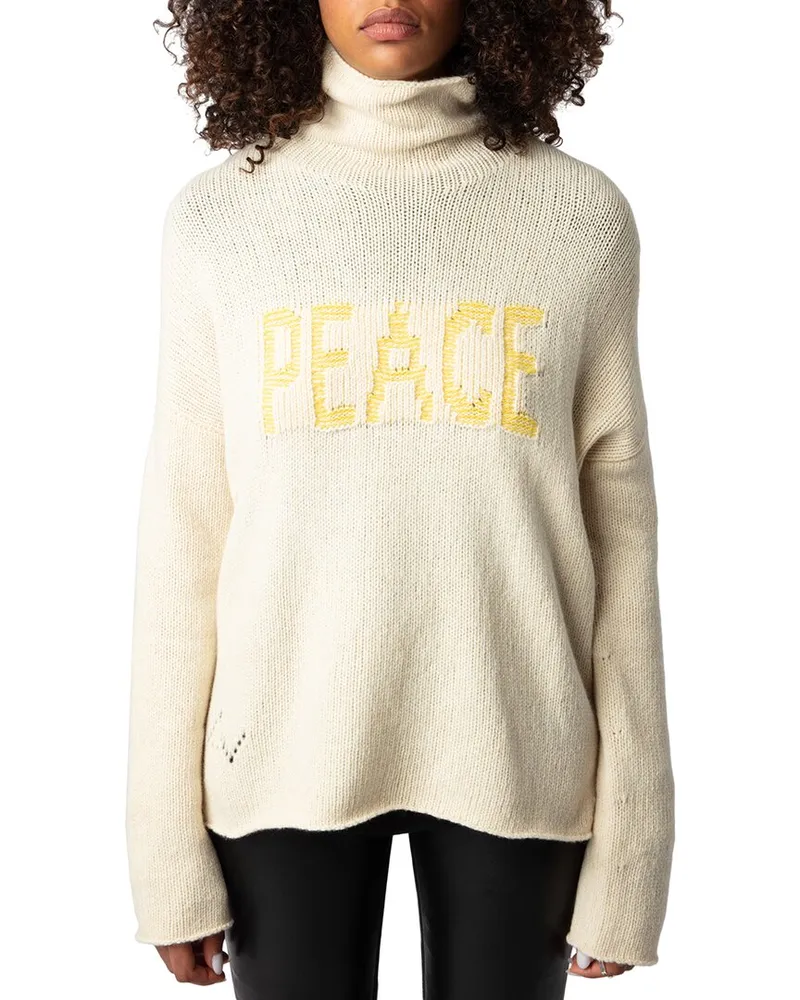Zadig & Voltaire Almy We Peace Wool Sweater Tan