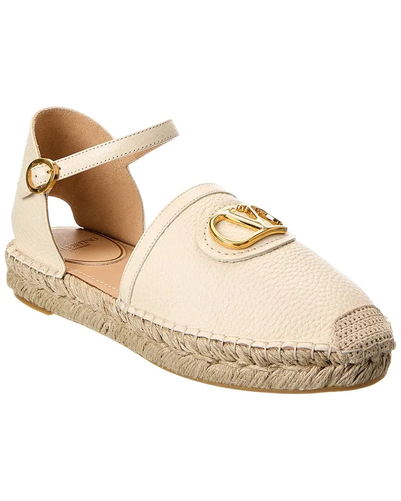 Valentino Garavani VLogo Signature Grainy Leather Espadrille White