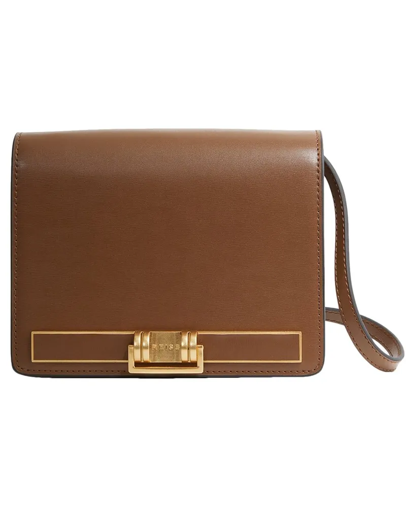 Reiss Lexington Leather Day Hardware Crossbody Brown