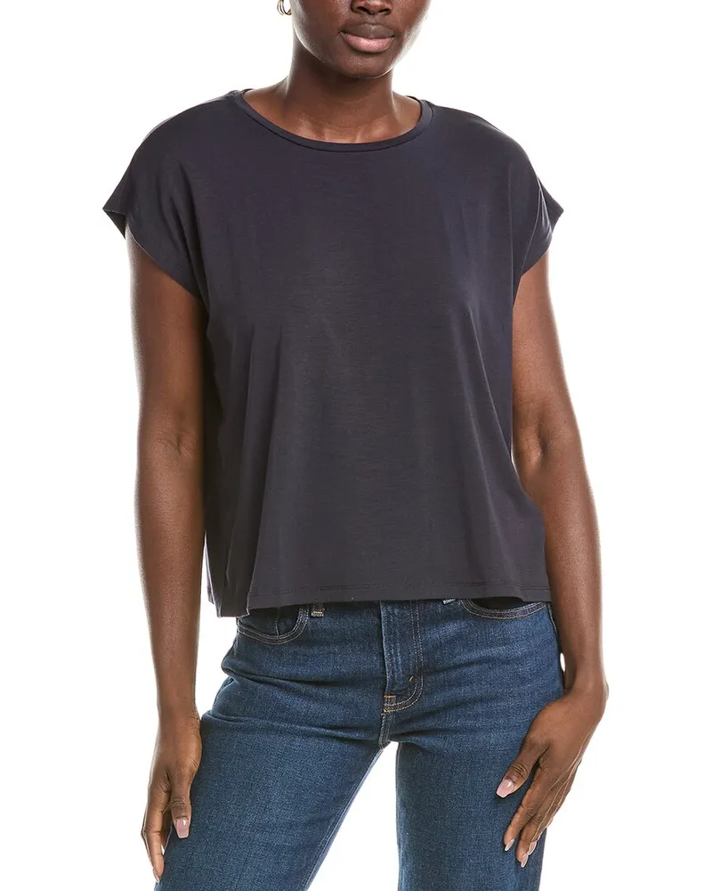 Eileen Fisher Crewneck Boxy Top Navy