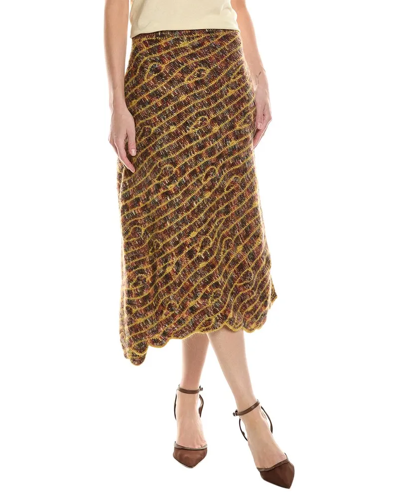 Sea Skye Wool & Mohair-Blend Skirt Brown