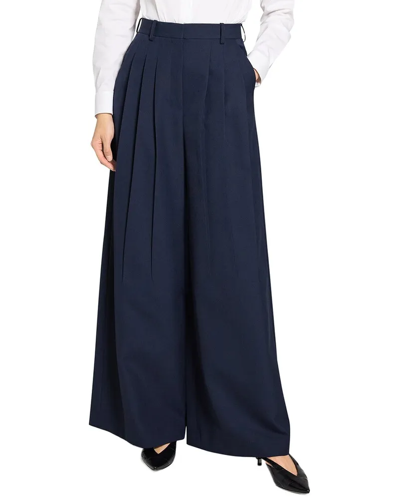 Theory Triple Pleat Wool-Blend Pant Blue