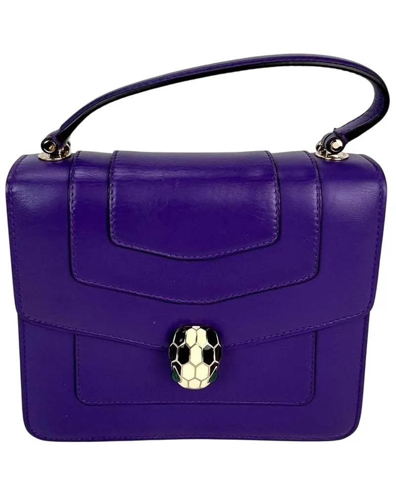 Bulgari Violet Leather Serpenti Forever Purple Top Handle Crossbody (Authentic Pre-Loved Nocolor