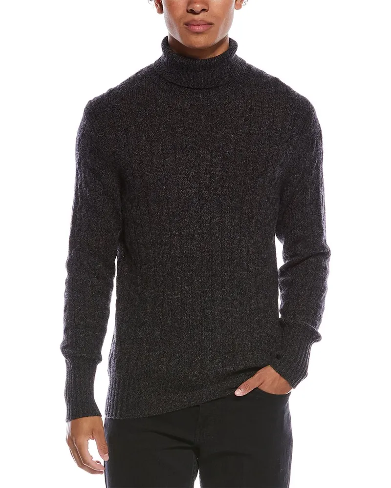 N.Peal Berwick Cable Cashmere Roll Neck Sweater Grey