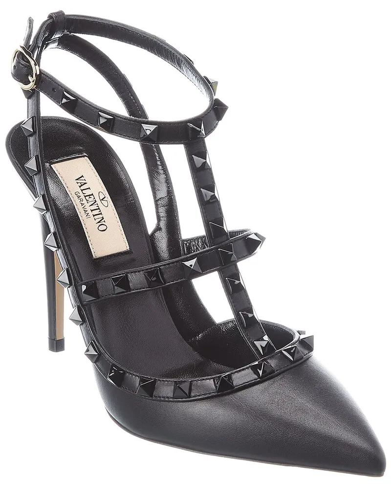 Valentino Garavani Rockstud Caged 100 Leather Pump Black