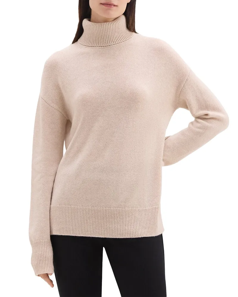 Theory Slouchy Turtleneck Cashmere Sweater Brown