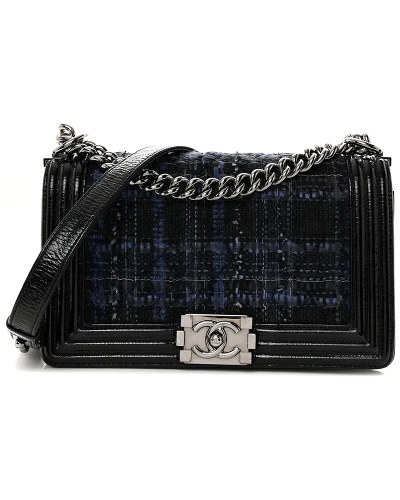 Chanel Patent Leather Patent Tweed Medium Boy Flap (Authentic Pre-Loved Nocolor