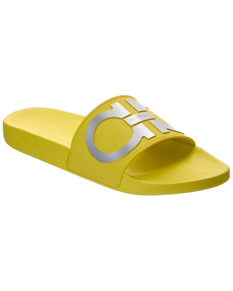 Ferragamo Groove 2 Rubber Slide Yellow