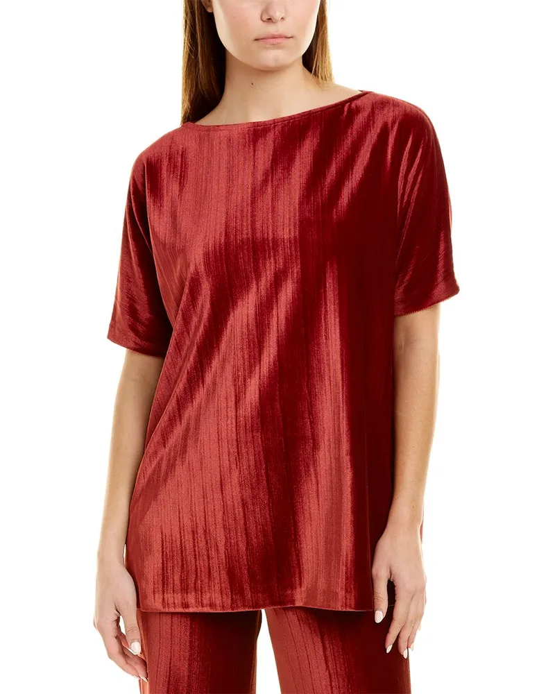 ST. JOHN Crushed Velvet Top Red