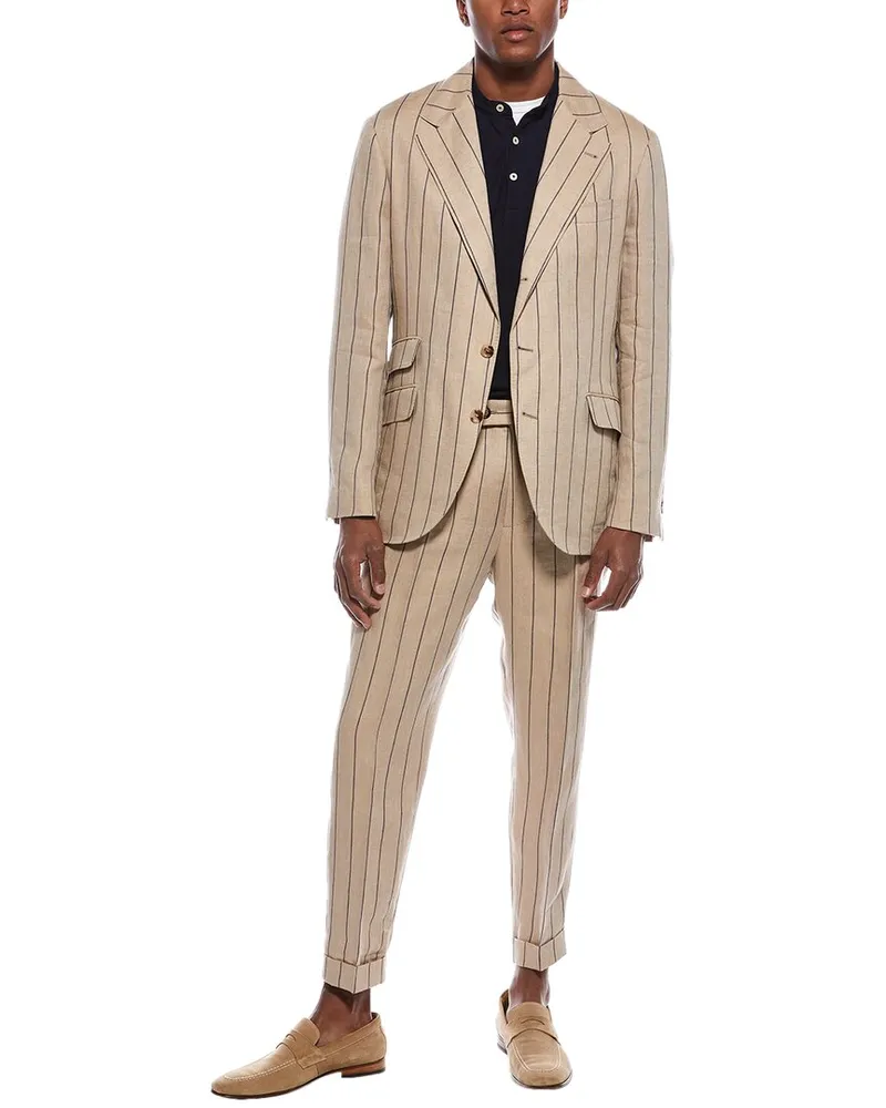 Brunello Cucinelli 2pc Linen Suit with Pleated Pant Nocolor