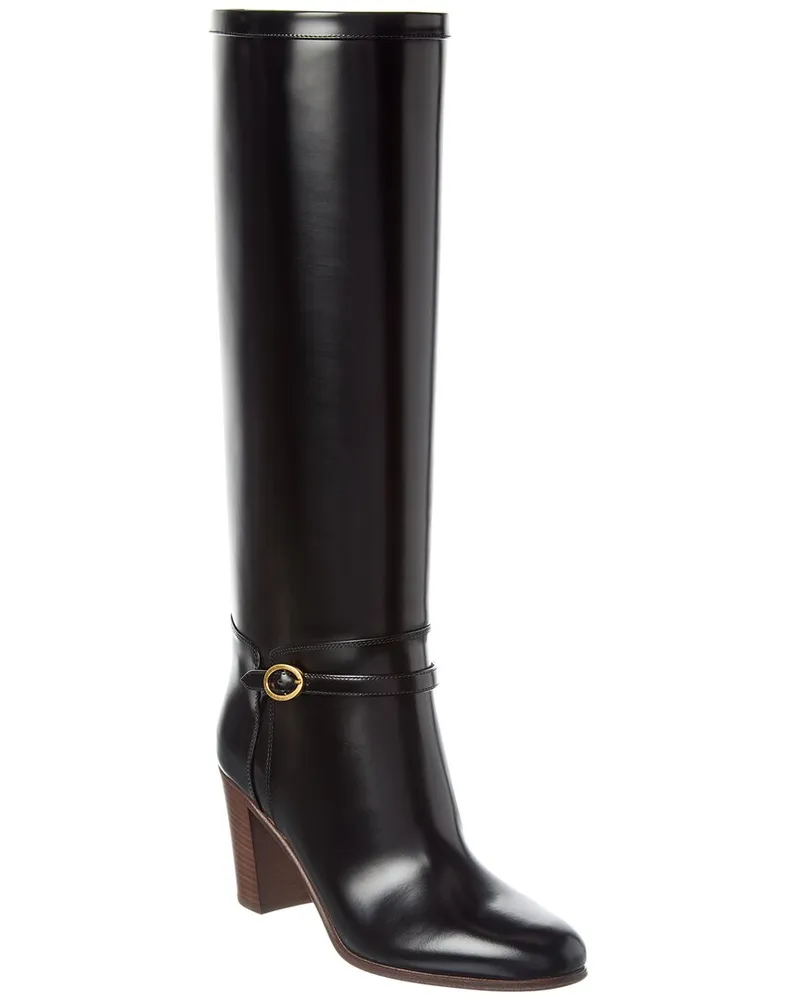 Valentino Garavani Pattie 75 Leather Knee-High Boot Black