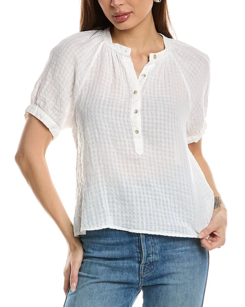 Bella Dahl Raglan Linen-Blend Pullover White