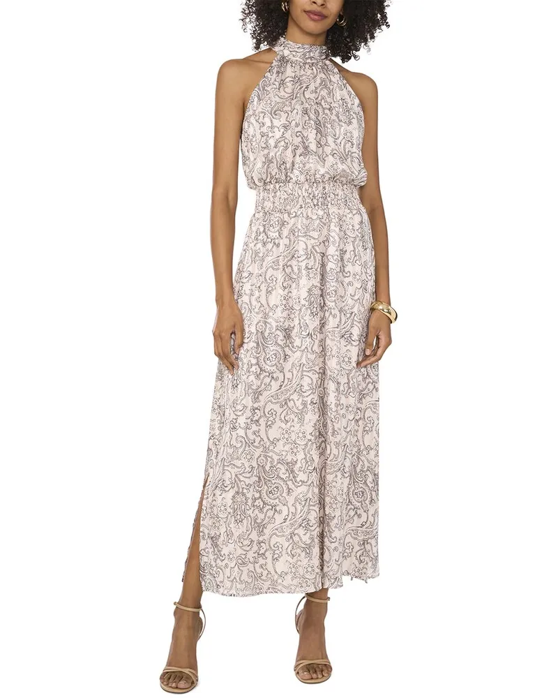 Vince Camuto Halter Neck Smocked Waist Maxi Dress Nocolor