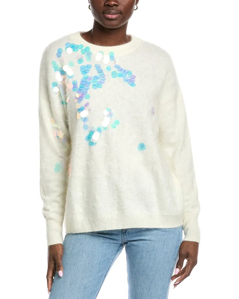 Autumn Cashmere Paillettes Cashmere Sweater White