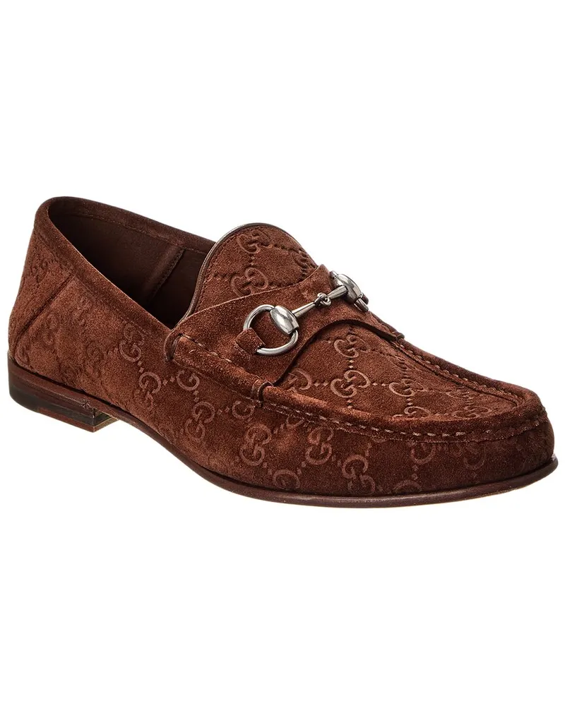 Gucci Horsebit 1953 GG Suede Loafer Brown