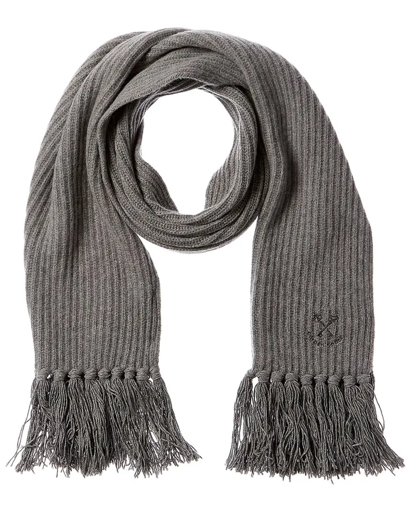 Golden Goose Ribbed Knit Wool Scarf Grey