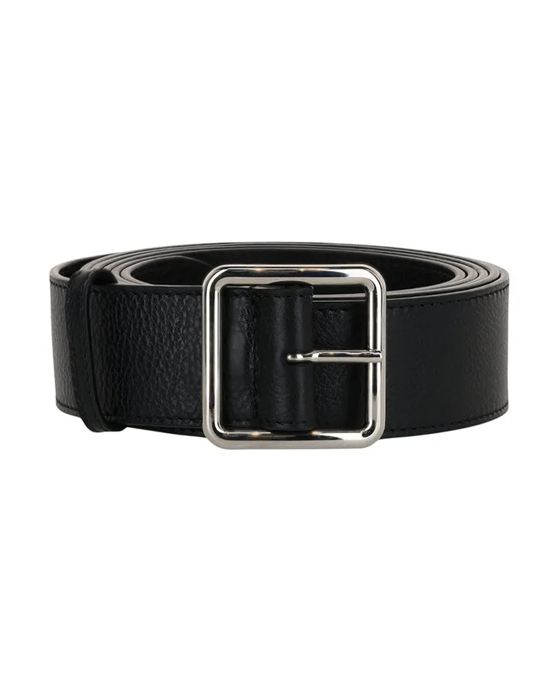 Alexander McQueen Long Pionier Leather Belt Black