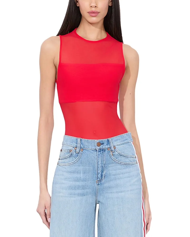 Alice + Olivia Bandeau Bodysuit Red