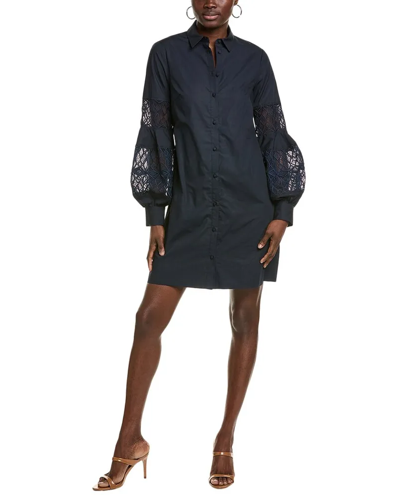 Lela Rose Shirt Dress Blue