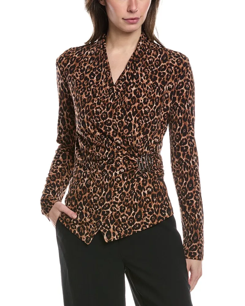 Joseph Ribkoff Surplice Wrap Top Brown