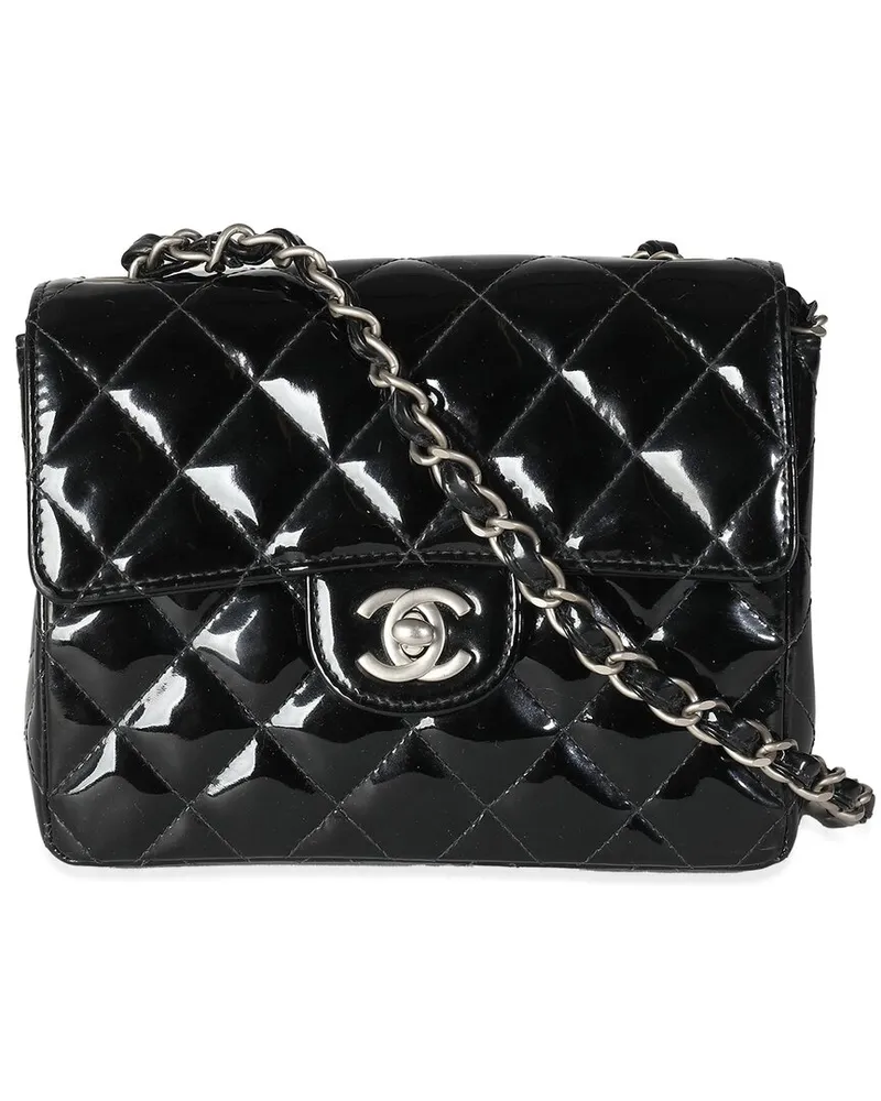 Chanel Black Quilted Patent Leather Mini Square Flap Bag (Authentic Pre-Loved Nocolor