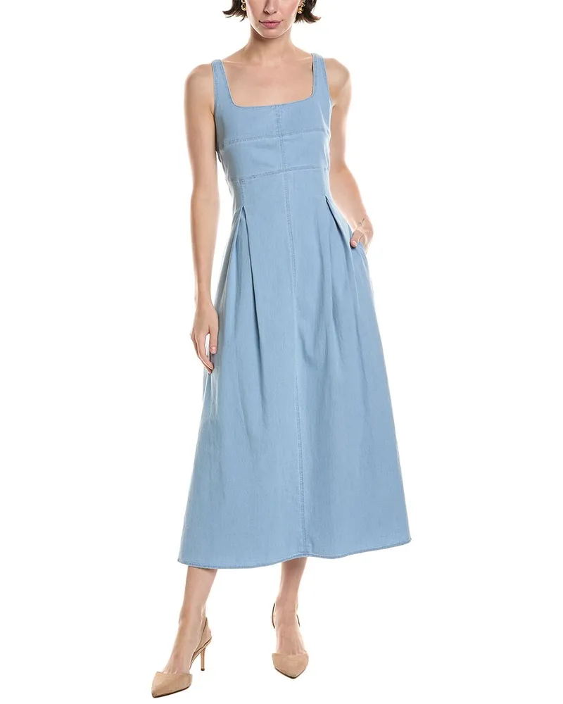 Anne Klein Pleated Midi Dress Blue