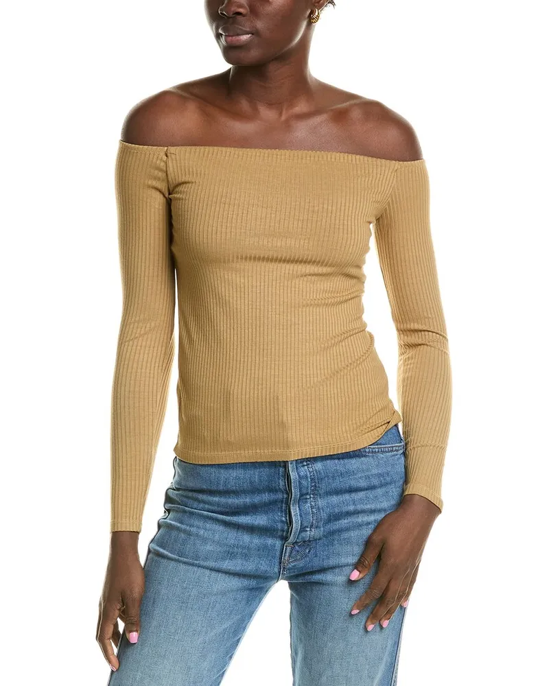 Enza Costa Off-the-Shoulder Shirt Brown