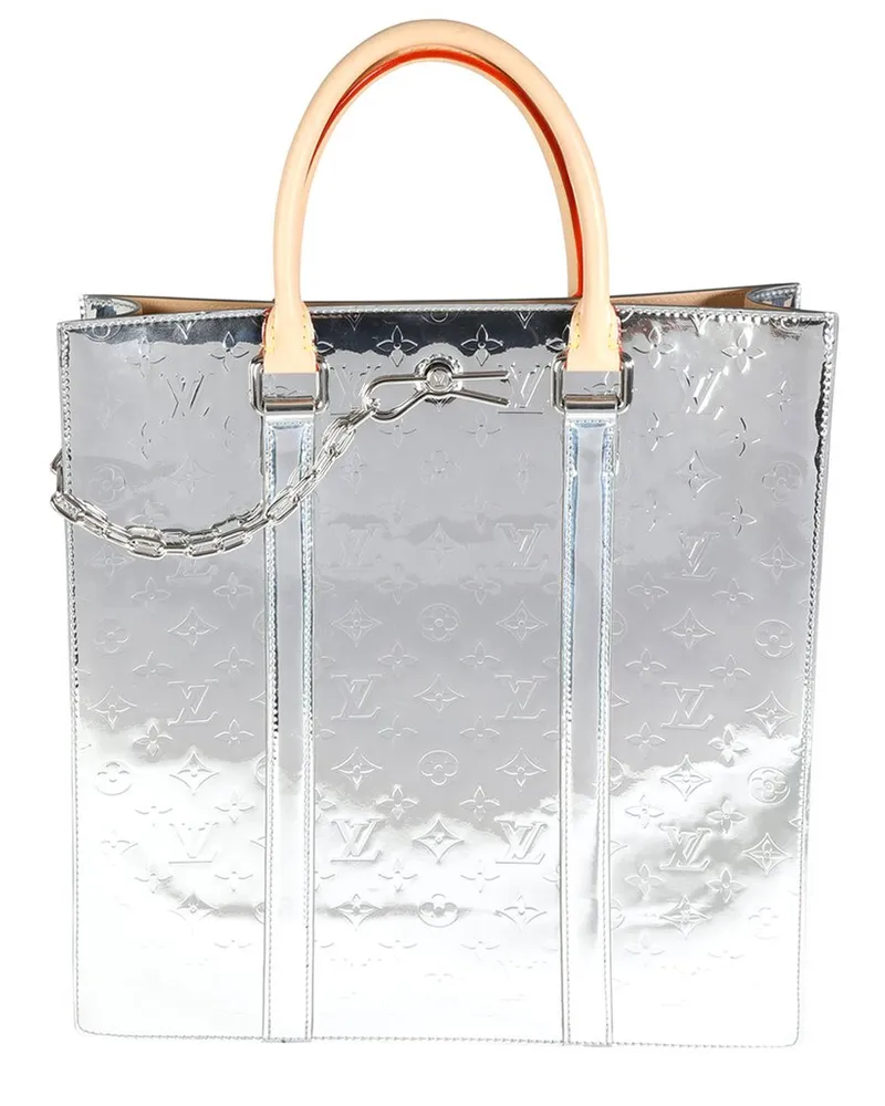 Louis Vuitton Metallic, Silver Monogram Mirror Canvas Limited Edition Miroir Sac Plat (Authentic Pre-Loved Nocolor