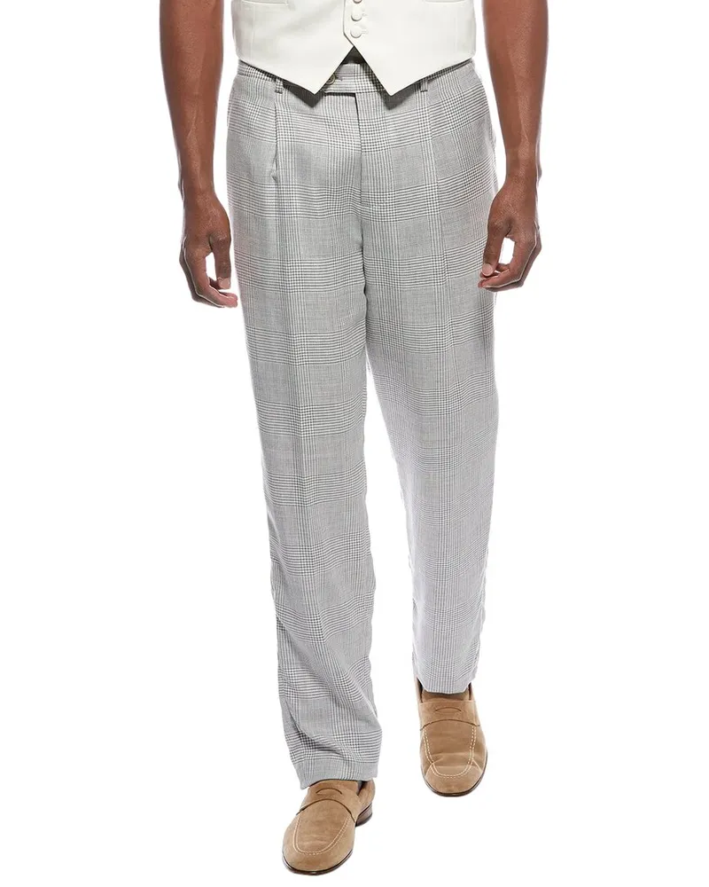 Brunello Cucinelli Linen, Wool, & Silk-Blend Pant Nocolor
