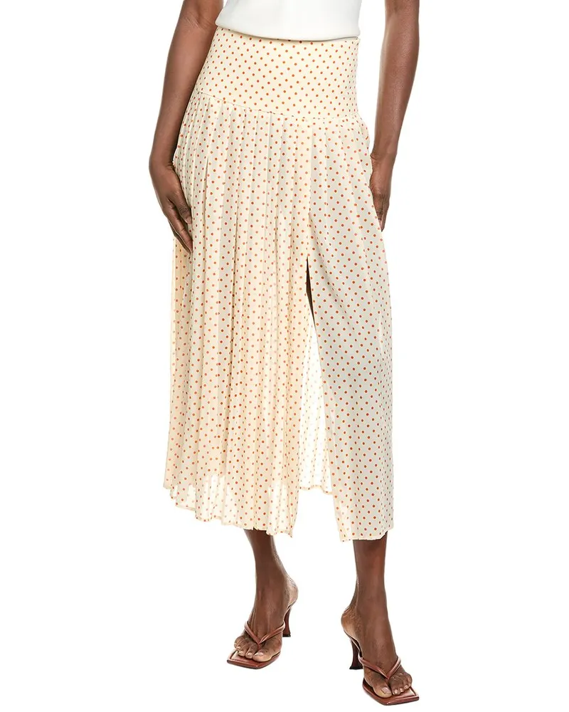 Ronny Kobo Kensington Silk-Blend A-Line Skirt White