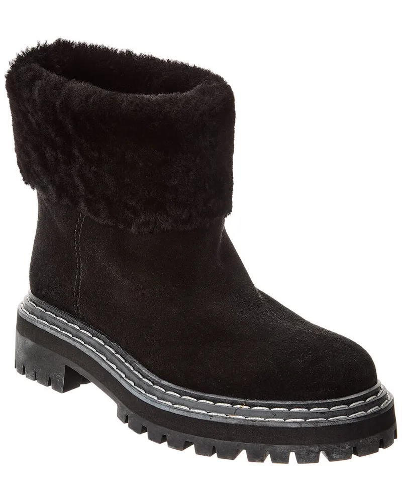 Proenza Schouler Suede & Shearling Boot Black