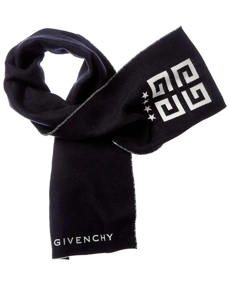 Givenchy 4G Reversible Wool & Silk-Blend Scarf Black