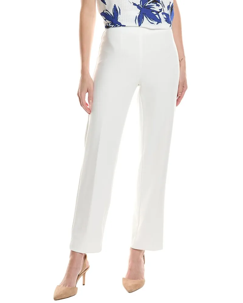 Anne Klein Crepe Straight Pant White