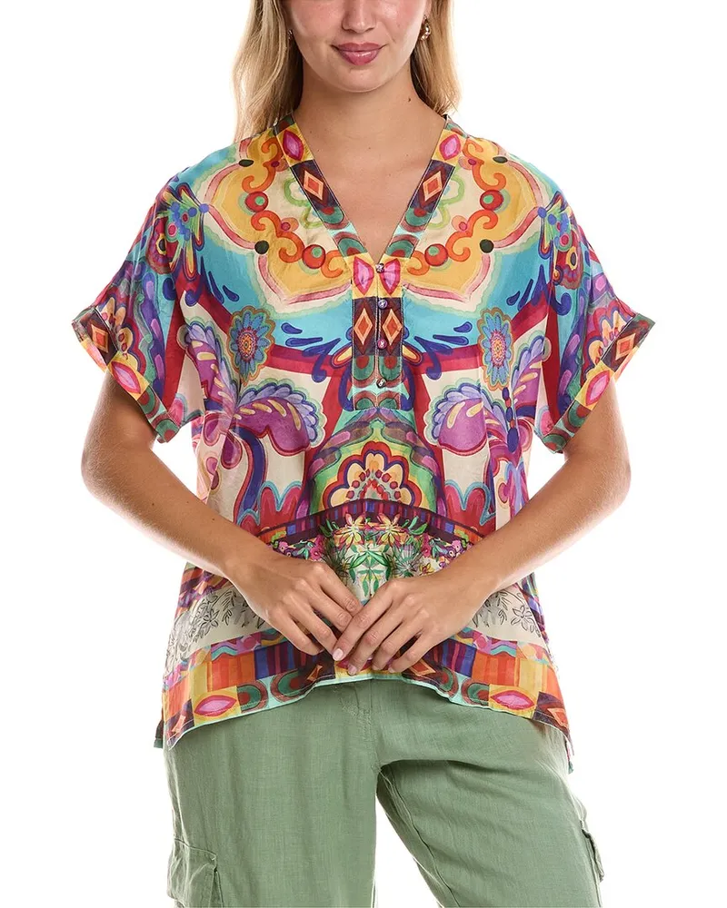 Johnny Was Cillia Silk Blouse Yellow