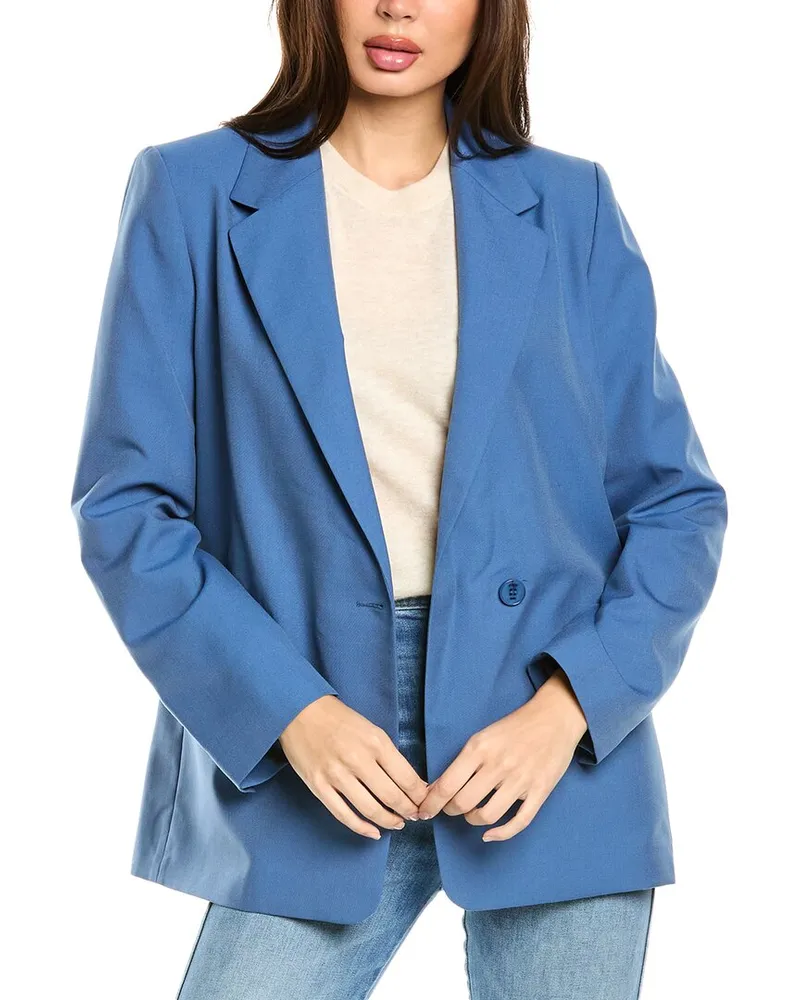 Maje Wool-Blend Suit Blazer Blue