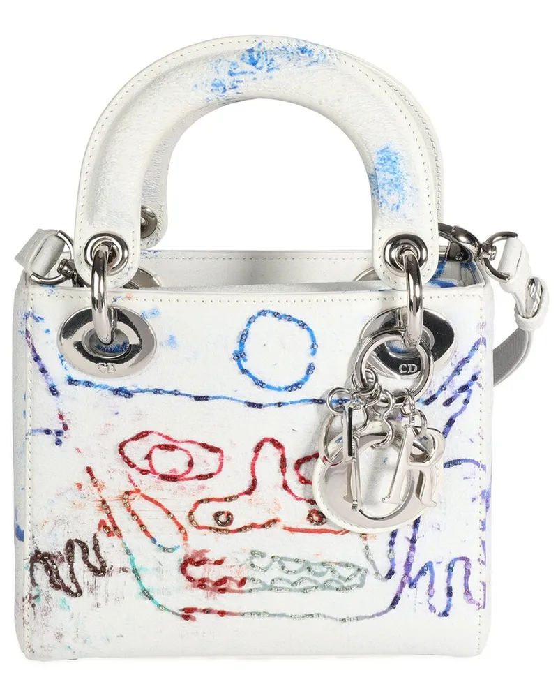Dior Multicolor, White Leather x Spencer Sweeney Limited Edition Mini Lady  Dior (Authentic Pre-Loved Nocolor