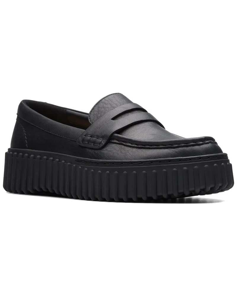 Clarks Torhill Penny Leather Loafer Black