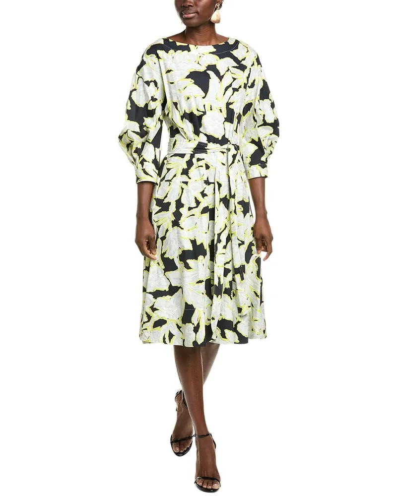 NATORI Misty Floral Midi Dress Black