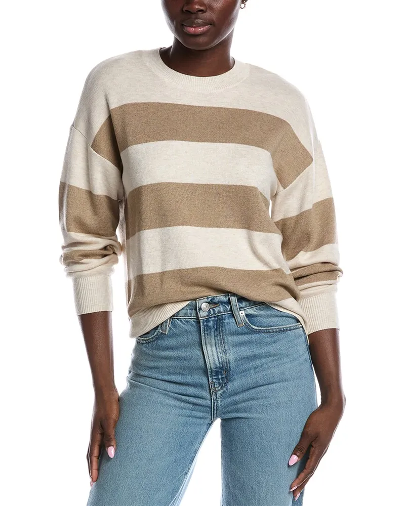 Splendid Libby Stripe Wool-Blend Sweater Beige
