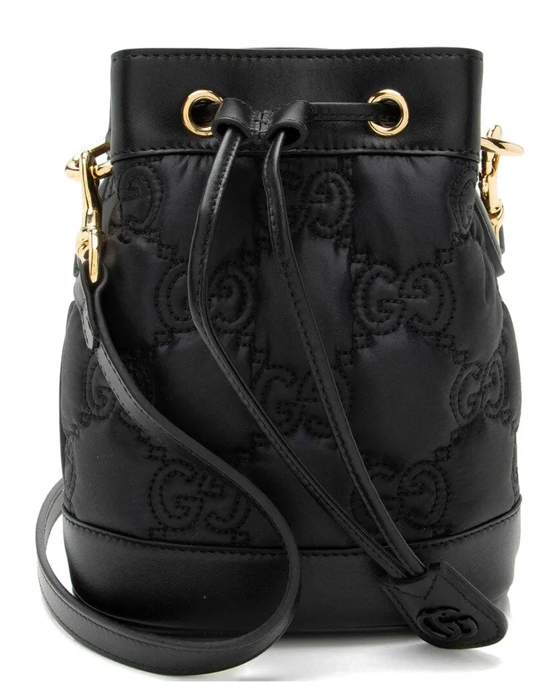 Gucci Black Jumbo GG Canvas Jumbo GG Matelasse Bucket Bag (Authentic Pre-Loved Nocolor