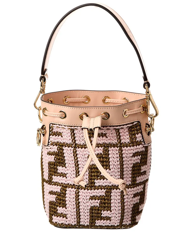 Fendi Mon Tresor Mini Raffia & Leather Bucket Bag (Authentic Pre-Loved Nocolor