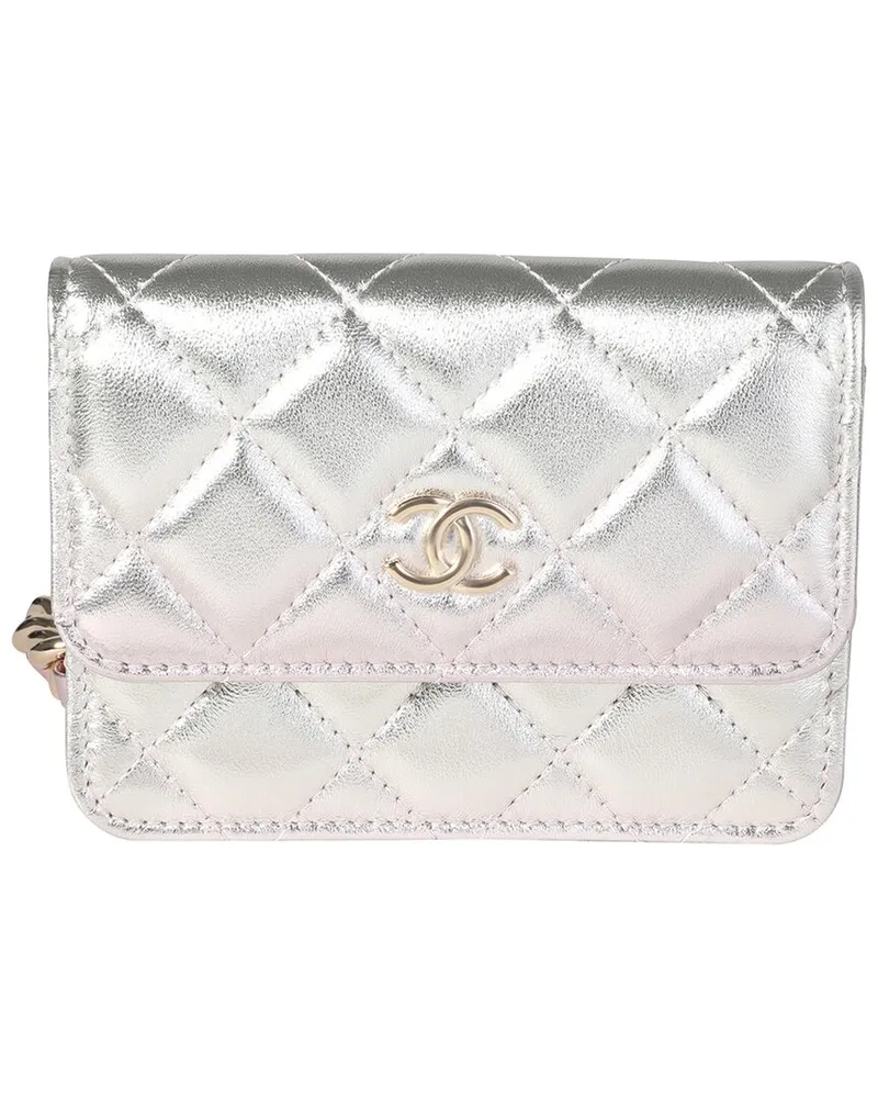 Chanel Metallic Pink & Silver Quilted Leather Belt Bag (Authentic Pre-Loved Nocolor