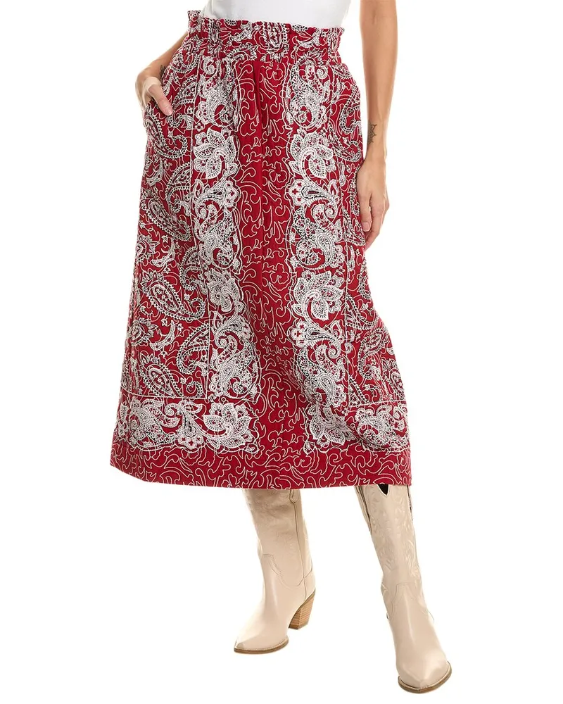 Sea Theodora Paisley Print Quilted Midi Skirt Red