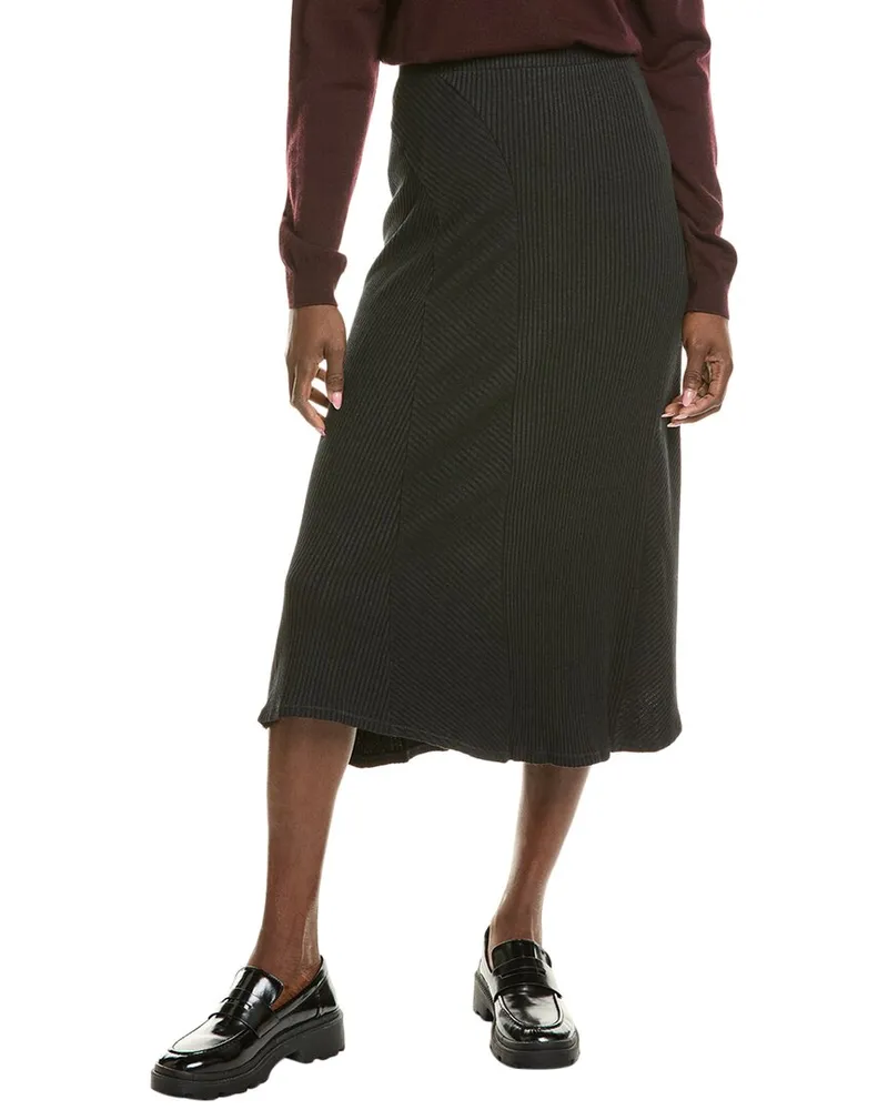 Rag & Bone Echo Rib Linen-Blend Midi Skirt Black