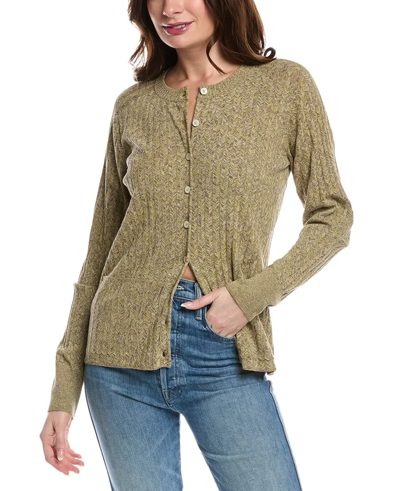 RE/DONE Chevron Rib Cardigan Green