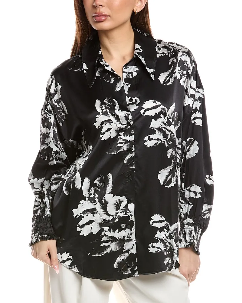 AllSaints Charli Silk-Blend Shirt Black